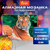 Картина стразами (алмазная мозаика) 40х50 см, ОСТРОВ СОКРОВИЩ "Тигр", на подрамнике, 662427