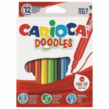 Фломастеры CARIOCA (Италия) "Doodles", 12 цветов, суперсмываемые, 42314