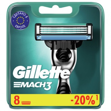 Сменные кассеты для бритья 8 шт., GILLETTE (Жиллет) "Mach3", для мужчин