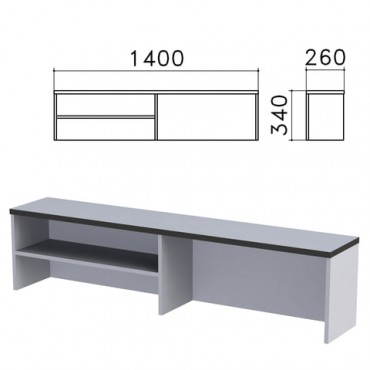 Надстройка для стола письменного "Монолит", 1400х260х340 мм, 1 полка, цвет серый, НМ38.11