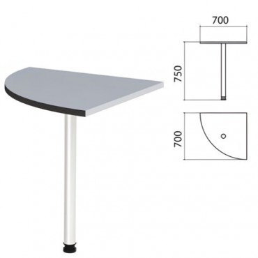 Стол приставной угловой "Монолит", 700х700х750 мм, цвет серый (КОМПЛЕКТ)