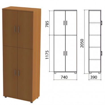 Шкаф закрытый "Монолит", 740х390х2050 мм, цвет орех гварнери (КОМПЛЕКТ)