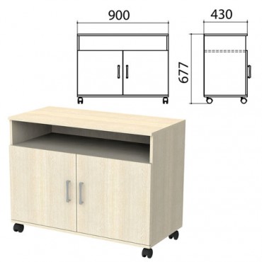 Тумба для оргтехники "Канц", 900х430х677 мм, 2 двери, цвет дуб молочный (КОМПЛЕКТ)