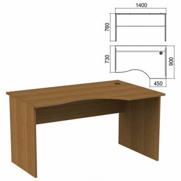 Стол эргономичный "Арго", 1400х900х760 мм, правый, орех (КОМПЛЕКТ)