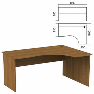 Стол эргономичный "Арго", 1600х1200х760 мм, правый, орех (КОМПЛЕКТ)
